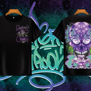 Camiseta Negra "Graffiti Skull"