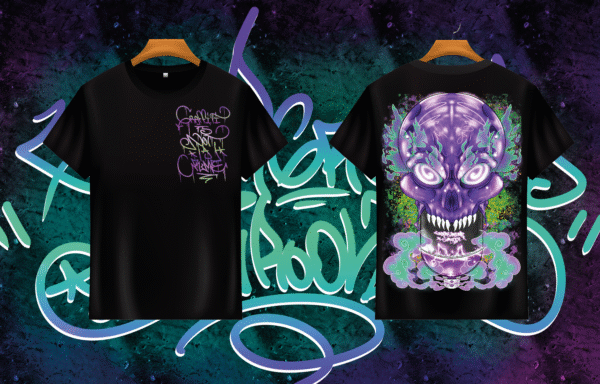Camiseta Negra "Graffiti Skull"